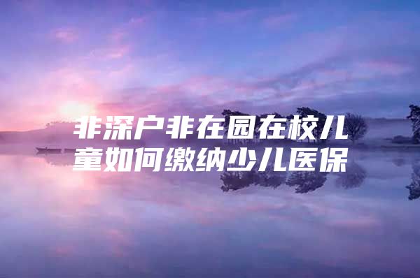 非深户非在园在校儿童如何缴纳少儿医保