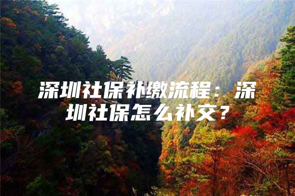 深圳社保补缴流程：深圳社保怎么补交？