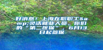 好消息！上海在职职工&灵活就业人员，你们的“第二医保”，6月13日起参保